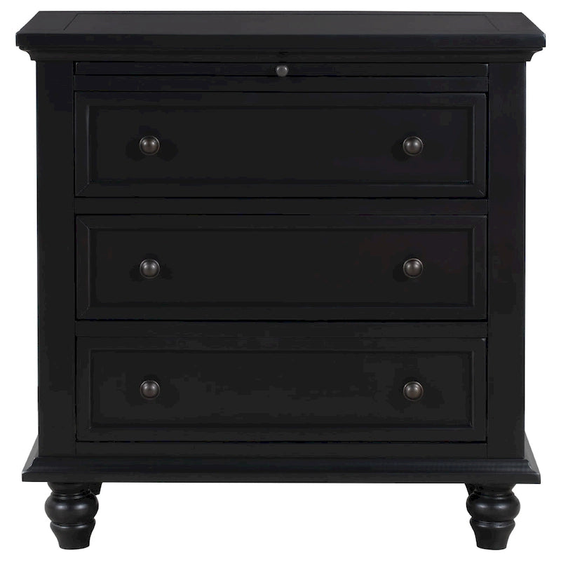 Table d'appoint à 3 tiroirs marron/blanc/noir avec plateau coulissant, assemblage par 1 personne