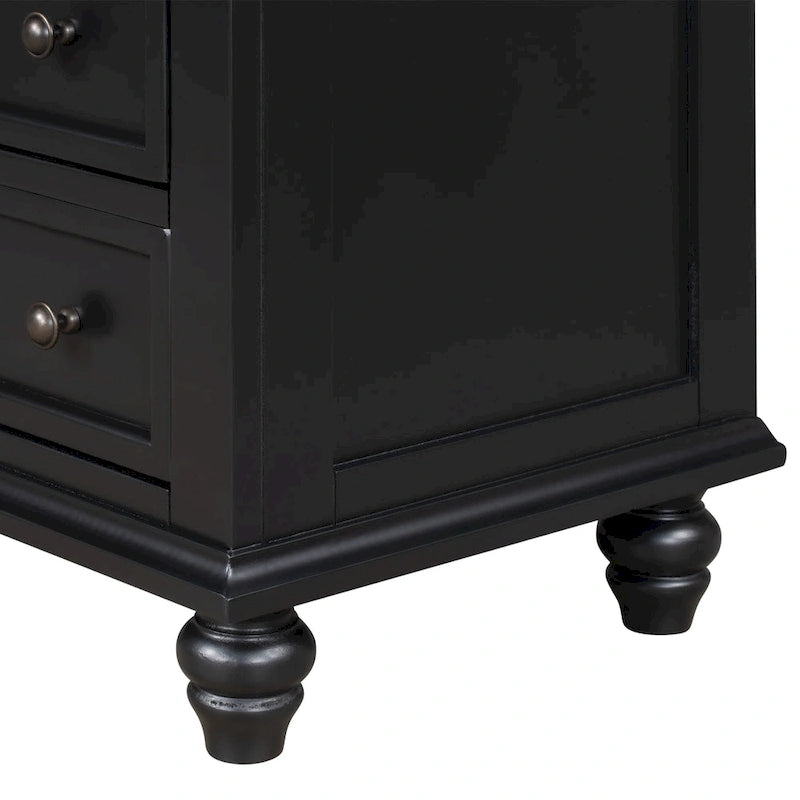 Table d'appoint à 3 tiroirs marron/blanc/noir avec plateau coulissant, assemblage par 1 personne