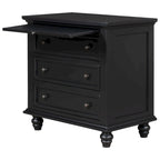 Table d'appoint à 3 tiroirs marron/blanc/noir avec plateau coulissant, assemblage par 1 personne