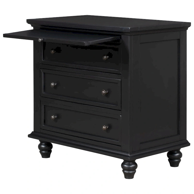 Table d'appoint à 3 tiroirs marron/blanc/noir avec plateau coulissant, assemblage par 1 personne