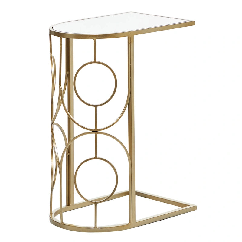 Metal Geometric Accent Table with Mirrored Glass Top - Gold - Roche River Decor - 19 W x 12 L x 24 H