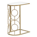 Metal Geometric Accent Table with Mirrored Glass Top - Gold - Roche River Decor - 19 W x 12 L x 24 H