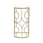 Table d'appoint géométrique dorée en forme de C avec plateau en verre miroir – 1 pièce