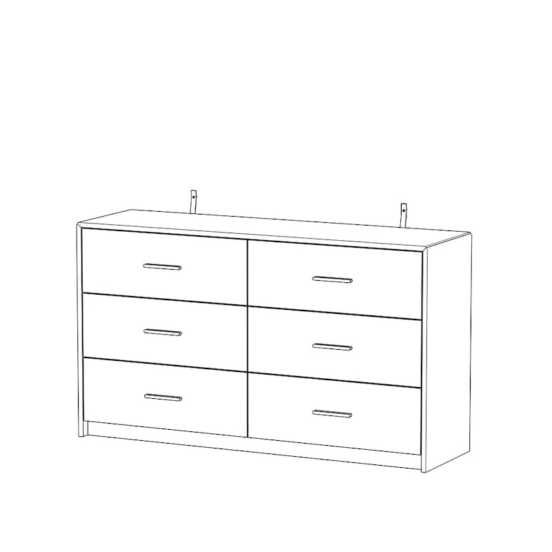 Commode double 6 tiroirs noire et or, finition brillante