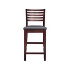 Tabouret de comptoir à dossier en échelle en similicuir marron/similicuir et gris délavé/beige, pièce unique