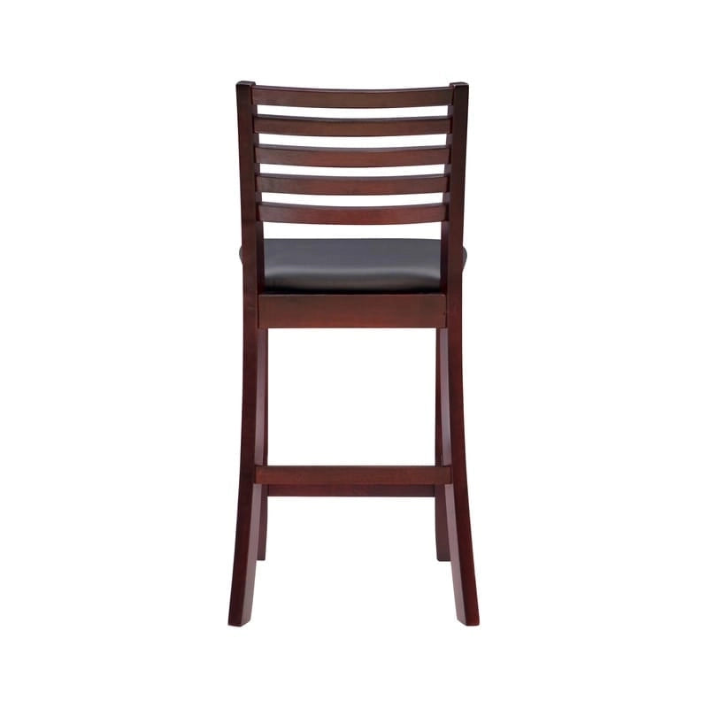 Tabouret de comptoir à dossier en échelle en similicuir marron/similicuir et gris délavé/beige, pièce unique