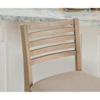 Tabouret de comptoir à dossier en échelle en similicuir marron/similicuir et gris délavé/beige, pièce unique
