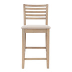 Tabouret de comptoir à dossier en échelle en similicuir marron/similicuir et gris délavé/beige, pièce unique