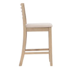 Tabouret de comptoir à dossier en échelle en similicuir marron/similicuir et gris délavé/beige, pièce unique