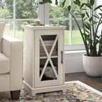 Table d'appoint de ferme avec rangement en chêne blanc lin – 1 personne