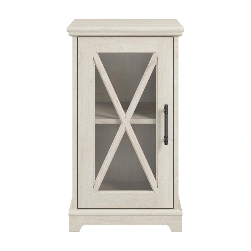 Table d'appoint de ferme avec rangement en chêne blanc lin – 1 personne