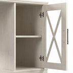 Table d'appoint de ferme avec rangement en chêne blanc lin – 1 personne
