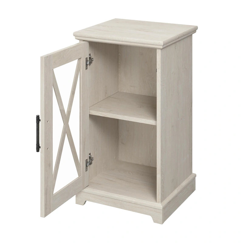 Table d'appoint de ferme avec rangement en chêne blanc lin – 1 personne