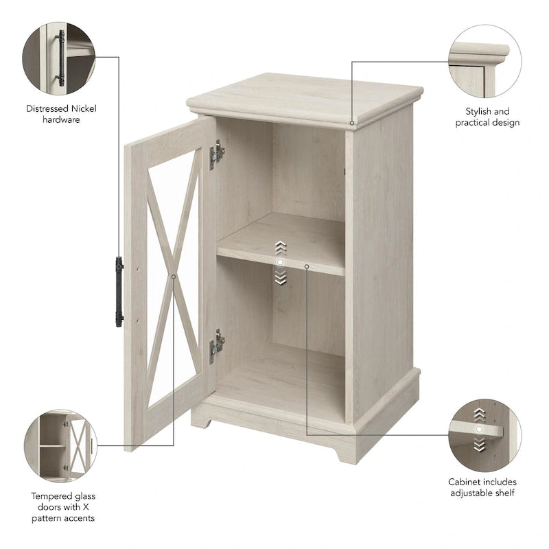 Table d'appoint de ferme avec rangement en chêne blanc lin – 1 personne