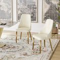 Chaise de salle à manger en similicuir blanc ivoire, hauteur standard, lot de 2