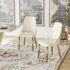 Chaise de salle à manger en similicuir blanc ivoire, hauteur standard, lot de 2