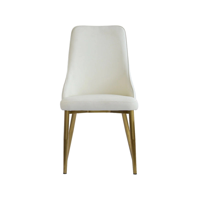 Chaise de salle à manger en similicuir blanc ivoire, hauteur standard, lot de 2