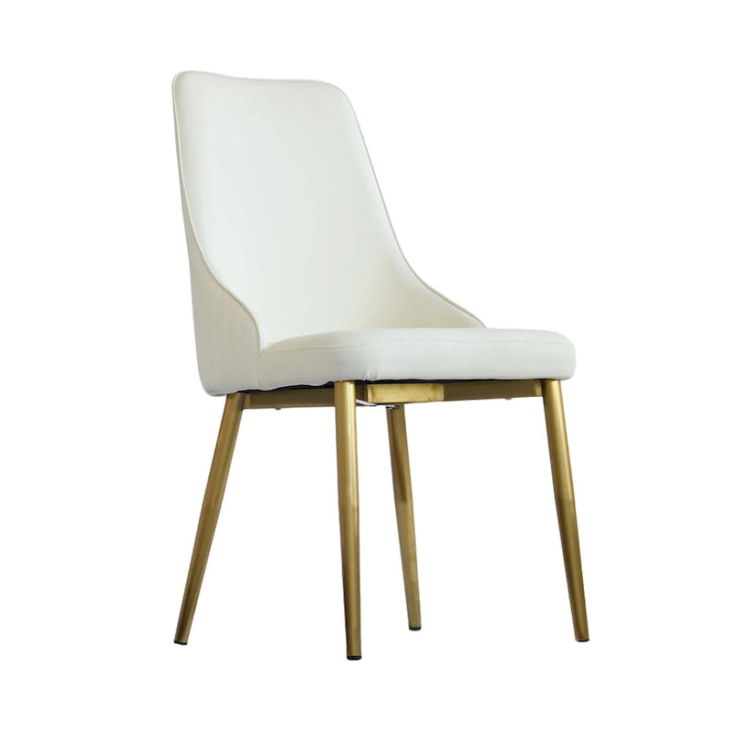 Chaise de salle à manger en similicuir blanc ivoire, hauteur standard, lot de 2