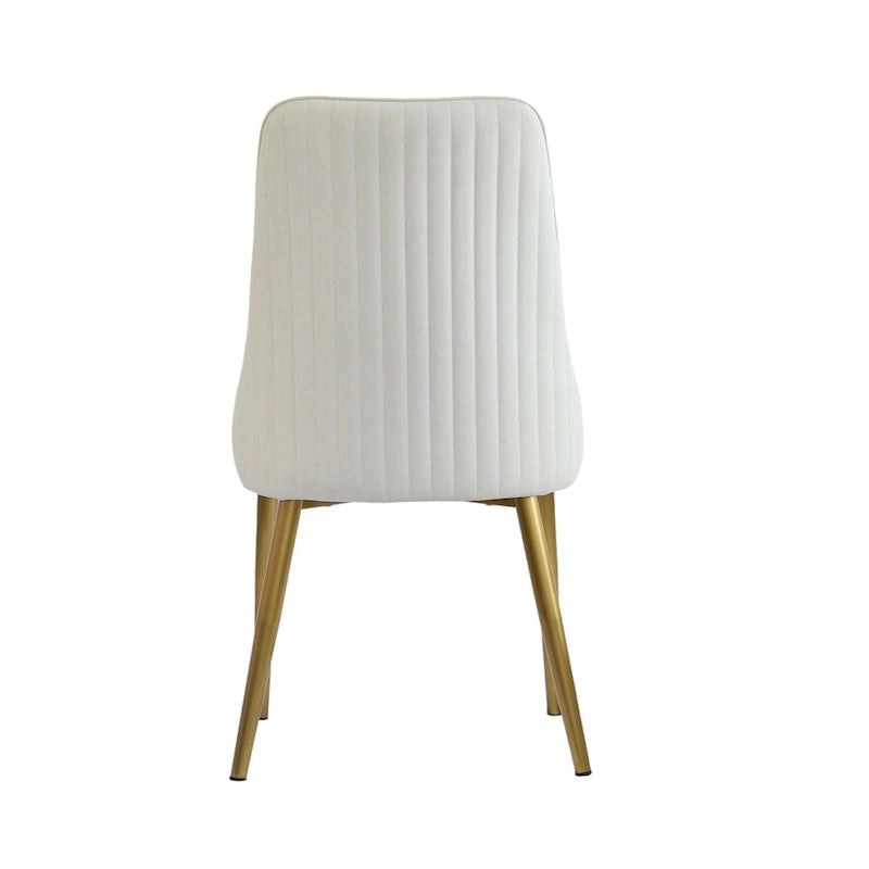 Chaise de salle à manger en similicuir blanc ivoire, hauteur standard, lot de 2