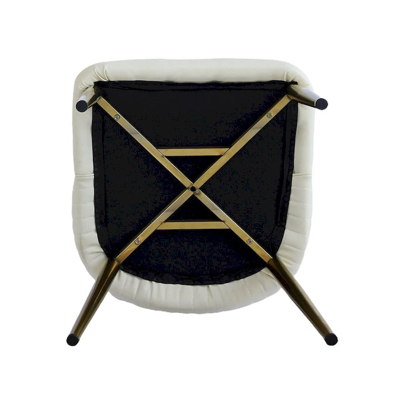 Chaise de salle à manger en similicuir blanc ivoire, hauteur standard, lot de 2
