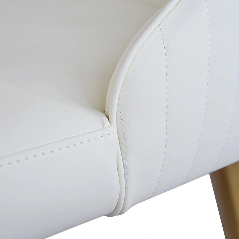 Chaise de salle à manger en similicuir blanc ivoire, hauteur standard, lot de 2