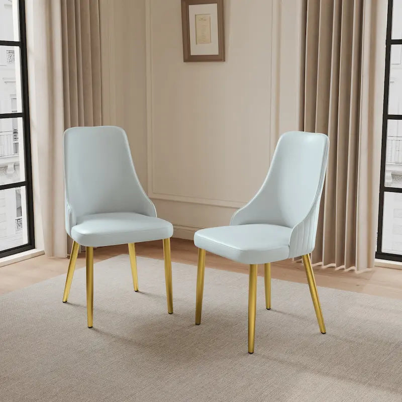 Chaise de salle à manger en similicuir blanc ivoire, hauteur standard, lot de 2