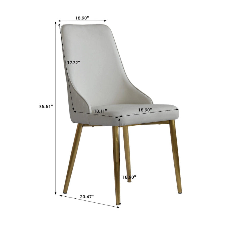Chaise de salle à manger en similicuir blanc ivoire, hauteur standard, lot de 2