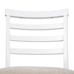 Chaises de comptoir à dossier échelle blanches, assise en tissu gris, lot de 2