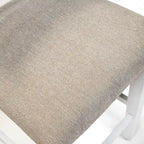 Chaises de comptoir à dossier échelle blanches, assise en tissu gris, lot de 2