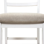 Chaises de comptoir à dossier échelle blanches, assise en tissu gris, lot de 2