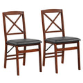 Chaise de salle à manger pliante noire et marron, rembourrée en polyuréthane, lot de 2