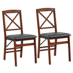 Chaise de salle à manger pliante noire et marron, rembourrée en polyuréthane, lot de 2