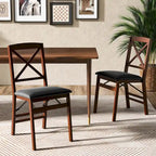 Chaise de salle à manger pliante noire et marron, rembourrée en polyuréthane, lot de 2