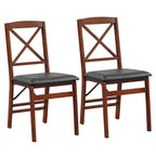 Chaise de salle à manger pliante noire et marron, rembourrée en polyuréthane, lot de 2