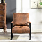 Fauteuil d'appoint en PU et microfibre noir / marron foncé / gris / camel, accoudoirs en métal, une place