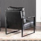 Fauteuil d'appoint en PU et microfibre noir / marron foncé / gris / camel, accoudoirs en métal, une place