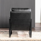Fauteuil d'appoint en PU et microfibre noir / marron foncé / gris / camel, accoudoirs en métal, une place