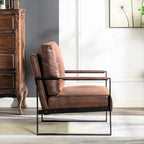 Fauteuil d'appoint en PU et microfibre noir / marron foncé / gris / camel, accoudoirs en métal, une place