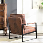 Fauteuil d'appoint en PU et microfibre noir / marron foncé / gris / camel, accoudoirs en métal, une place