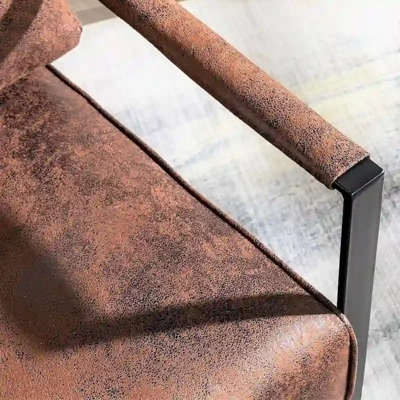 Fauteuil d'appoint en PU et microfibre noir / marron foncé / gris / camel, accoudoirs en métal, une place