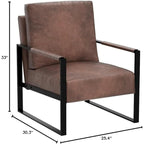 Fauteuil d'appoint en PU et microfibre noir / marron foncé / gris / camel, accoudoirs en métal, une place