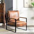 Fauteuil d'appoint en PU et microfibre noir / marron foncé / gris / camel, accoudoirs en métal, une place