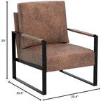 Fauteuil d'appoint en PU et microfibre noir / marron foncé / gris / camel, accoudoirs en métal, une place