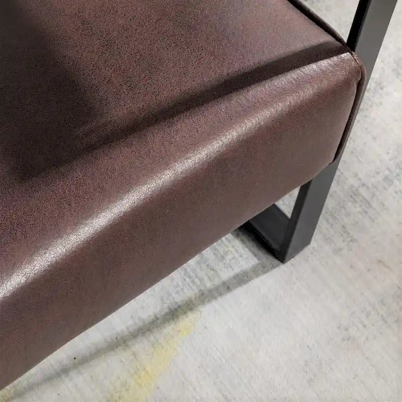 Fauteuil d'appoint en PU et microfibre noir / marron foncé / gris / camel, accoudoirs en métal, une place
