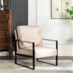 Fauteuil d'appoint en PU et microfibre noir / marron foncé / gris / camel, accoudoirs en métal, une place