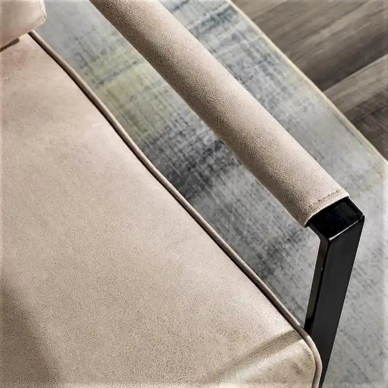 Fauteuil d'appoint en PU et microfibre noir / marron foncé / gris / camel, accoudoirs en métal, une place