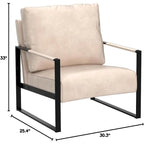 Fauteuil d'appoint en PU et microfibre noir / marron foncé / gris / camel, accoudoirs en métal, une place