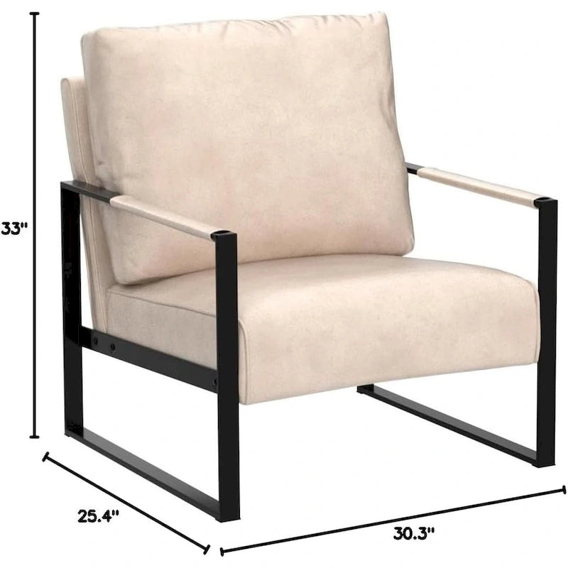 Fauteuil d'appoint en PU et microfibre noir / marron foncé / gris / camel, accoudoirs en métal, une place