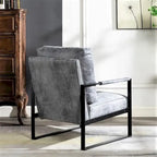 Fauteuil d'appoint en PU et microfibre noir / marron foncé / gris / camel, accoudoirs en métal, une place