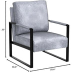 Fauteuil d'appoint en PU et microfibre noir / marron foncé / gris / camel, accoudoirs en métal, une place
